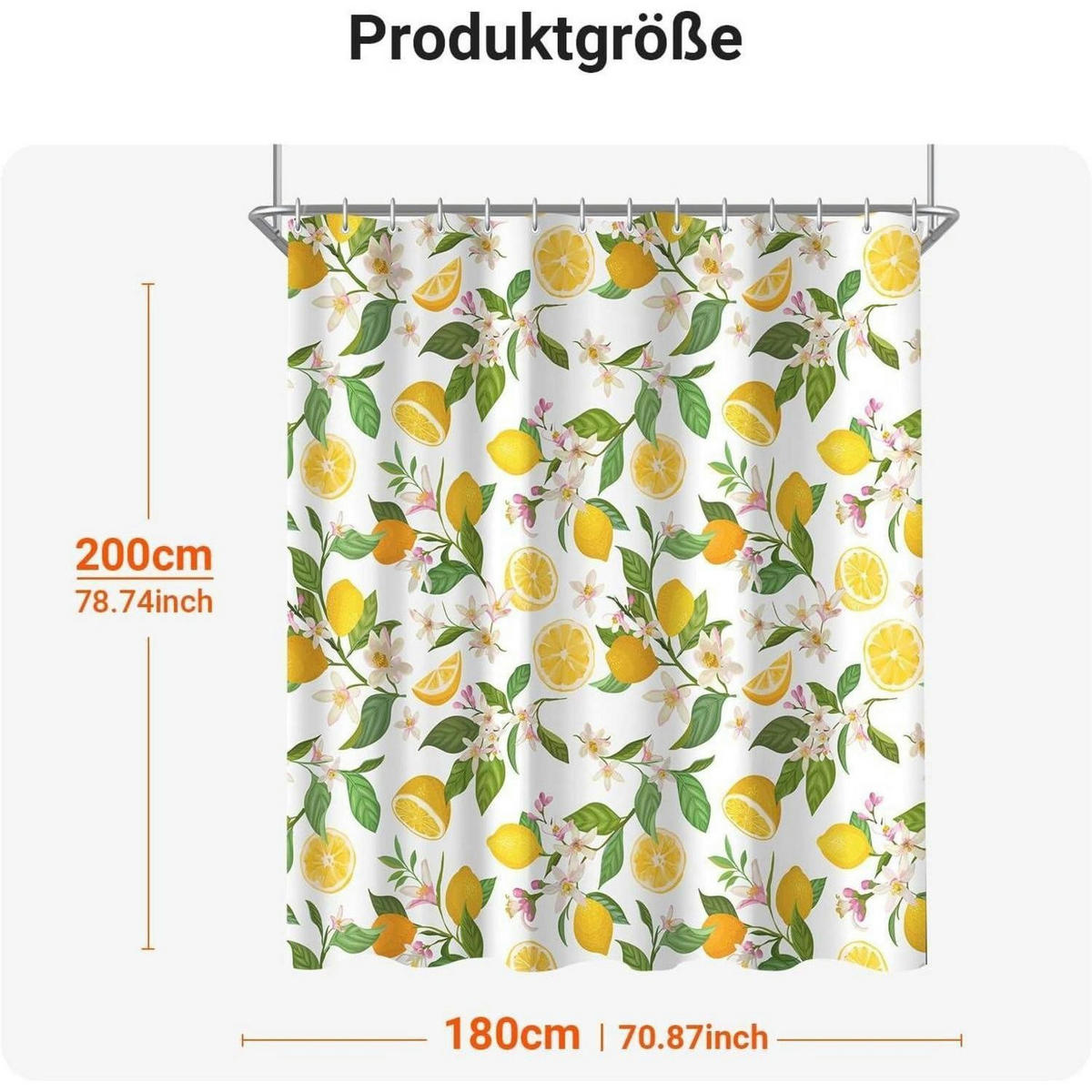 DUSCHVORHANG Zitronenblätter 180 x 200 cm - Multicolor, Textil (180/200cm)