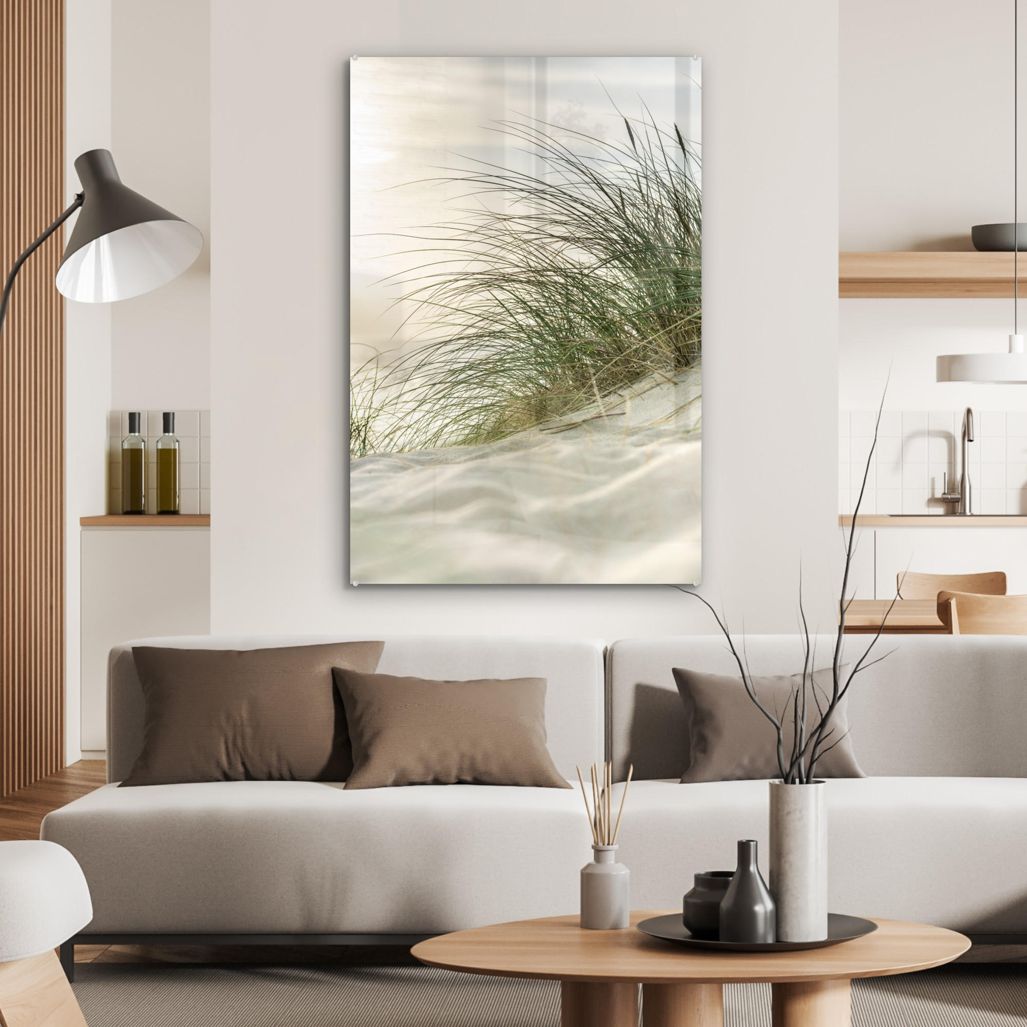 ACRYLGLASBILD Dünen - Strand - Schlewswig-Holstein - Wattenmeer 60x90 cm - Creme, Glas (60/90cm) - MuchoWow