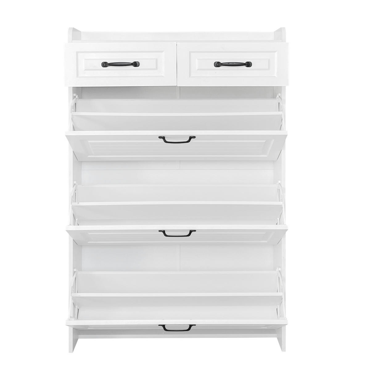 SCHUHSCHRANK 23,5/80/131 cm weiß aus Spanplatte mit 3 Klappen - Weiß, Holzwerkstoff (80/131/23.5cm) - OKWISH