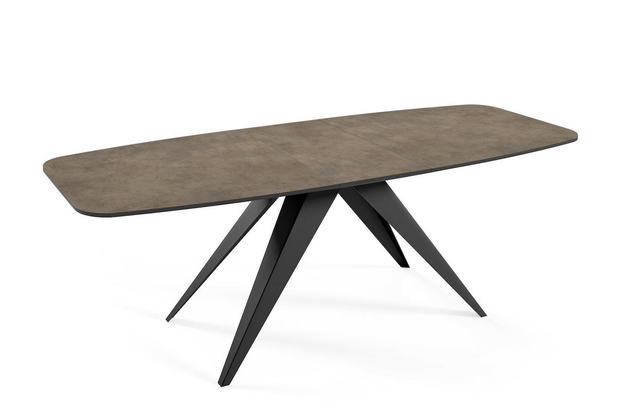 ESSTISCH Ferro Chicago Concrete Dunkelgrau / Schwarz 180/220 / 90 / 76cm - Dunkelgrau/Schwarz, Holz/Holzwerkstoff (180/90/76cm) - Feldmann-Wohnen