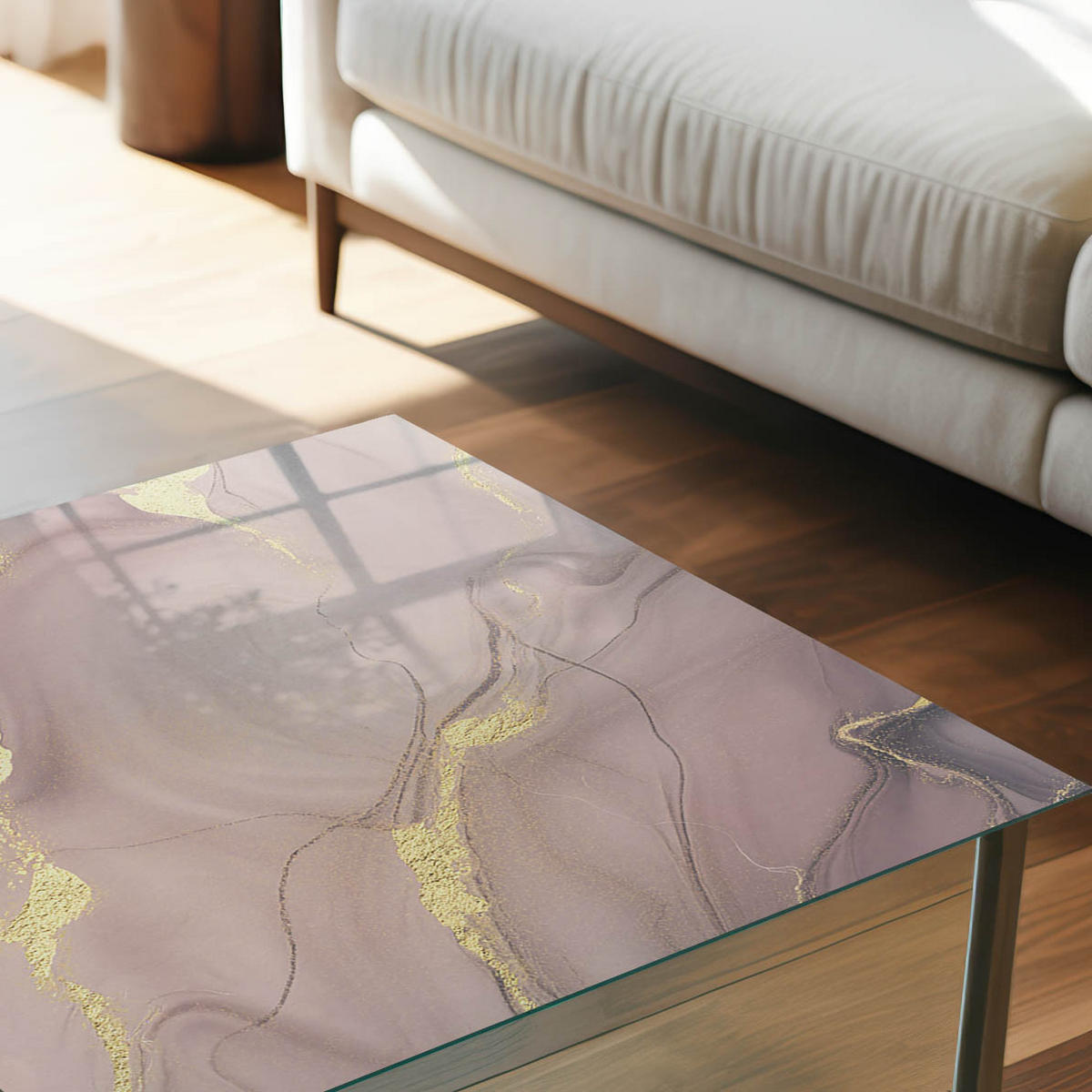 GLASPLATTE 80x60 cm – Subtile Eleganz - Beige, Glas (0.4/80/60cm) - ArtPrintCave
