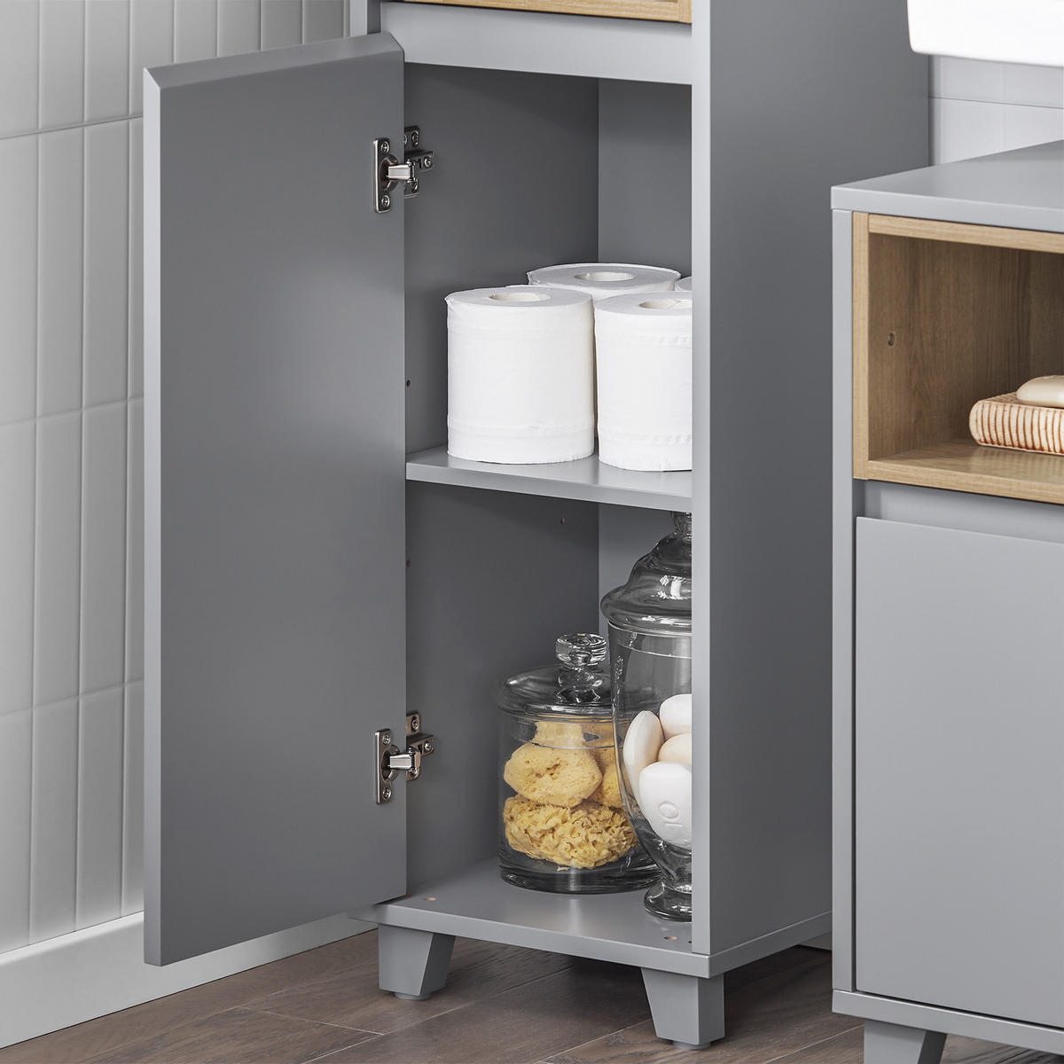 HOCHSCHRANK Dunkelgrau - Grau, Holzwerkstoff (30/170/30cm) - SoBuy