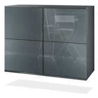 KOMMODE Rova Grau Hochglanz - Grau, Holzwerkstoff (92.5/73.5/35cm) - Vladon