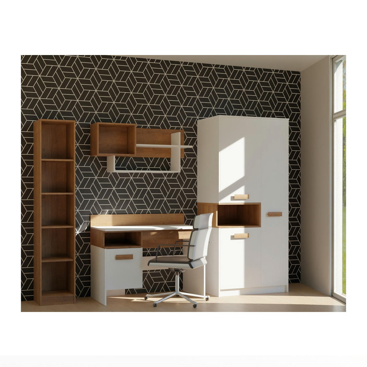 DREHTÜRENSCHRANK KLEIDERSCHRANK G1/B WEIß 88/195/54 - Weiß, Holzwerkstoff (88/195/54cm) - Marmex Möbel