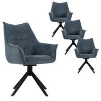 ESSZIMMERSTUHL Ginosa drehbar 4er-Set - Blau/Schwarz, Textil/Metall (62/90/66cm) - Mr. Deko