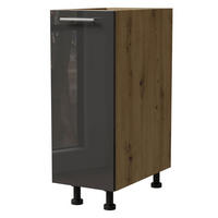 KÜCHENUNTERSCHRANK Essen D1D/30/kargo Graphit Hochglanz / Eiche Artisan Matt 30 / 50 / 82cm - Graphitfarben/Eiche Artisan, Holz/Holzwerkstoff (30/82/50cm) - Feldmann-Wohnen