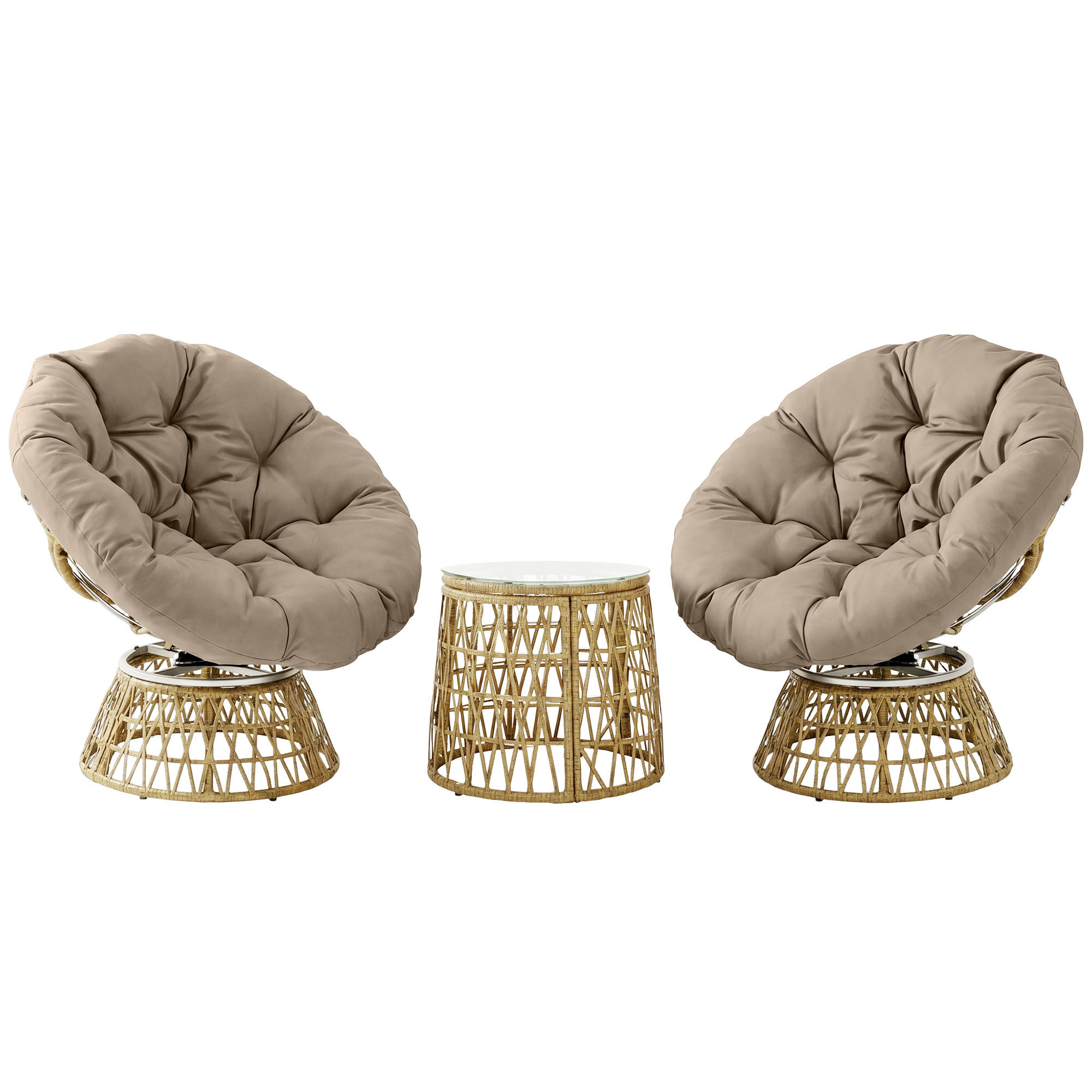 GARTENMÖBEL Set, PE Rattan, Kaffee - Dunkelbraun, Kunststoff - Outsunny