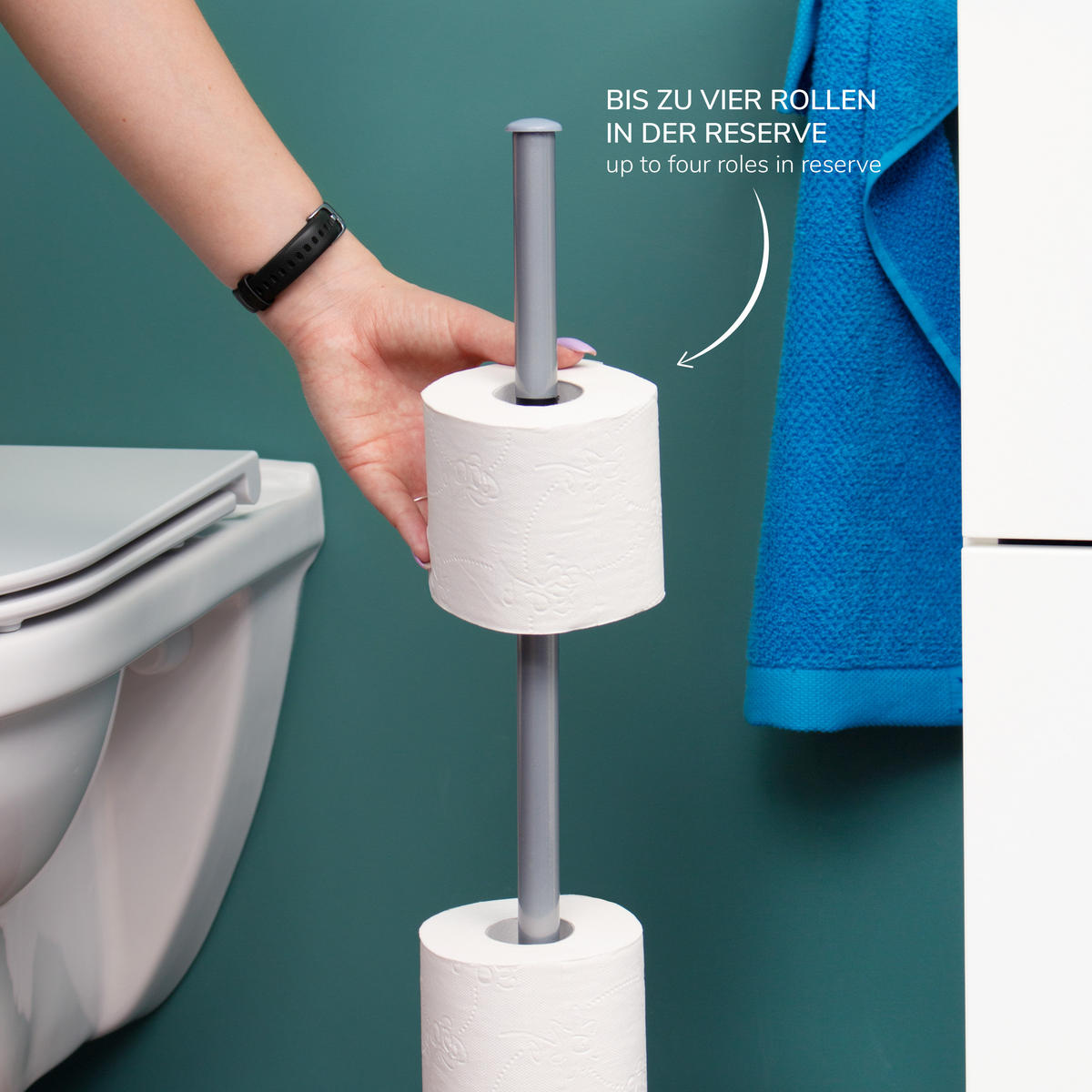STAND-WC-ROLLENHALTER, grau, Stahl - Grau, Metall (19/55/19cm) - bremermann