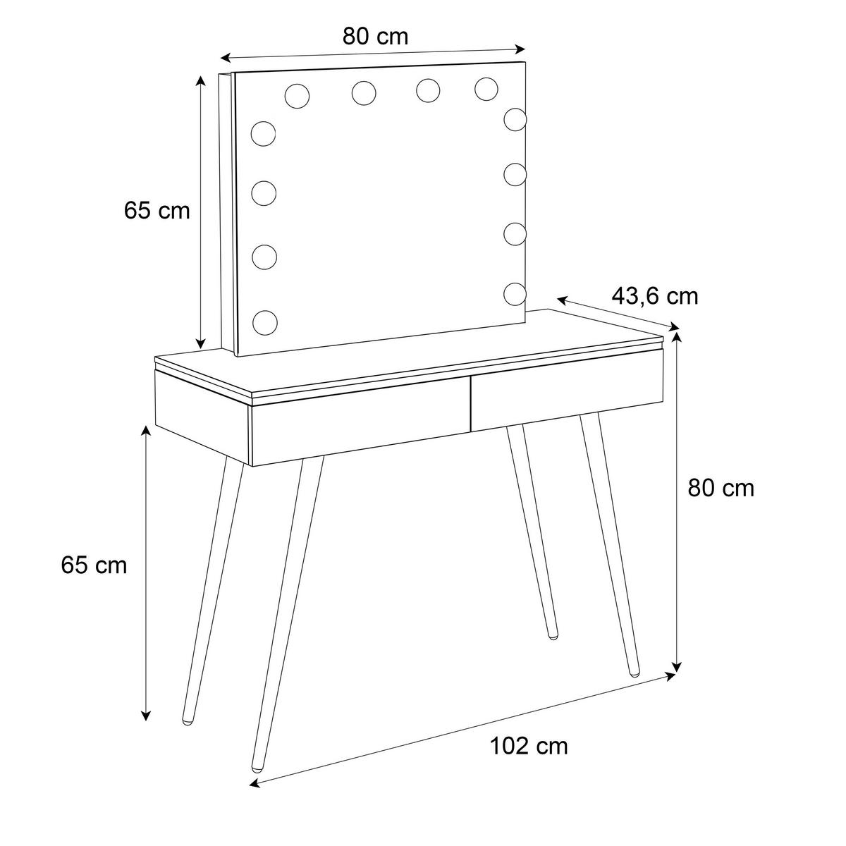 SCHMINKTISCH AURORA-S ELITE in KASCHMIR mit Spiegel - Kaschmir/Goldfarben, Holzwerkstoff/Metall (102/145/44cm) - Lookway