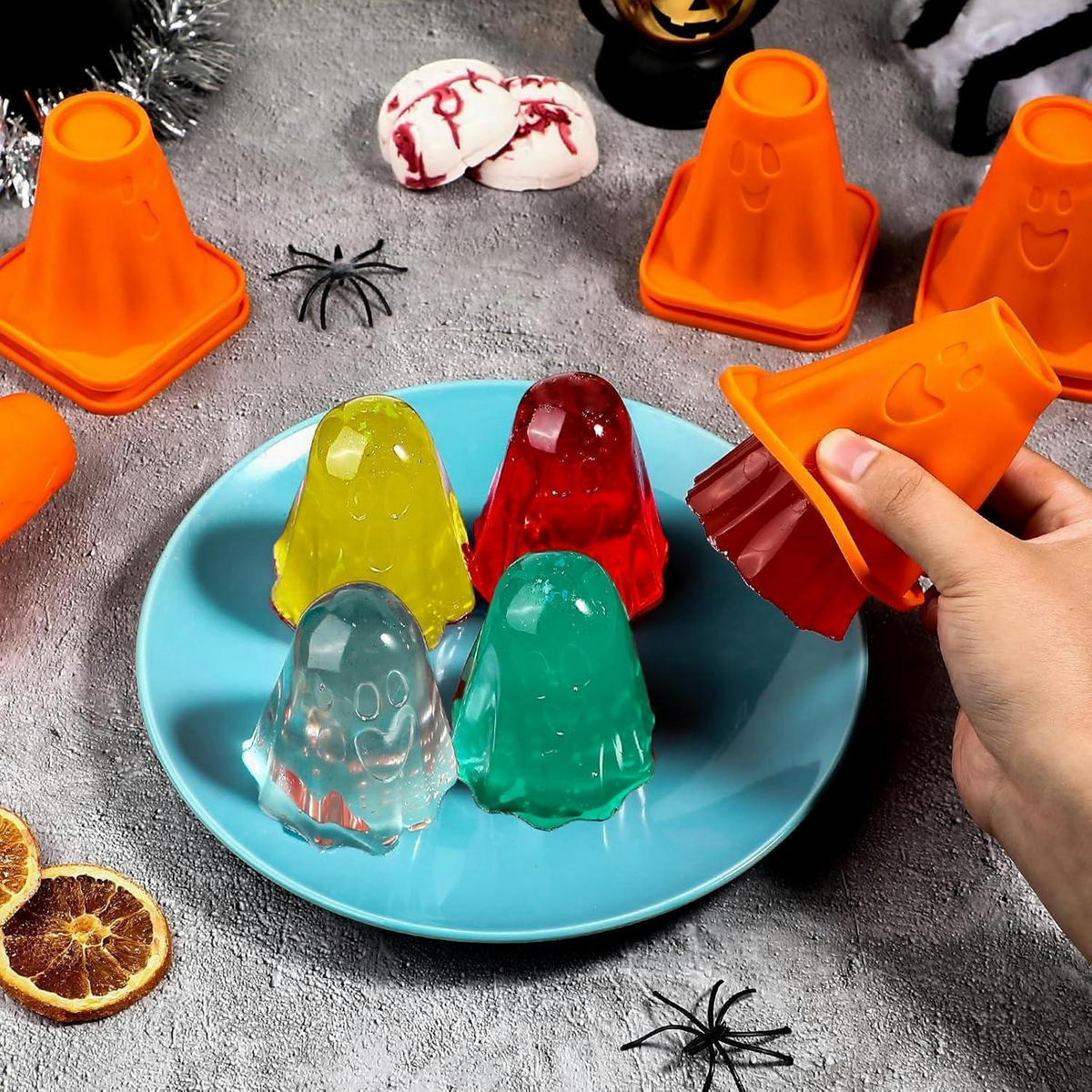EISWÜRFELFORM 8-teiliges Set Geist Silikon Halloween - Orange, Kunststoff