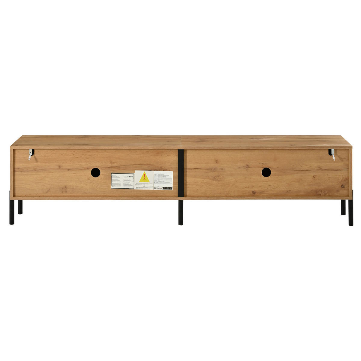 TV-LOWBOARD 180 x 35 x 43 cm aus MDF/Spanplatte, 4 Türen, Wellenoptik, Metallfüße, Natur - Naturfarben, Holzwerkstoff (180/43/35cm)