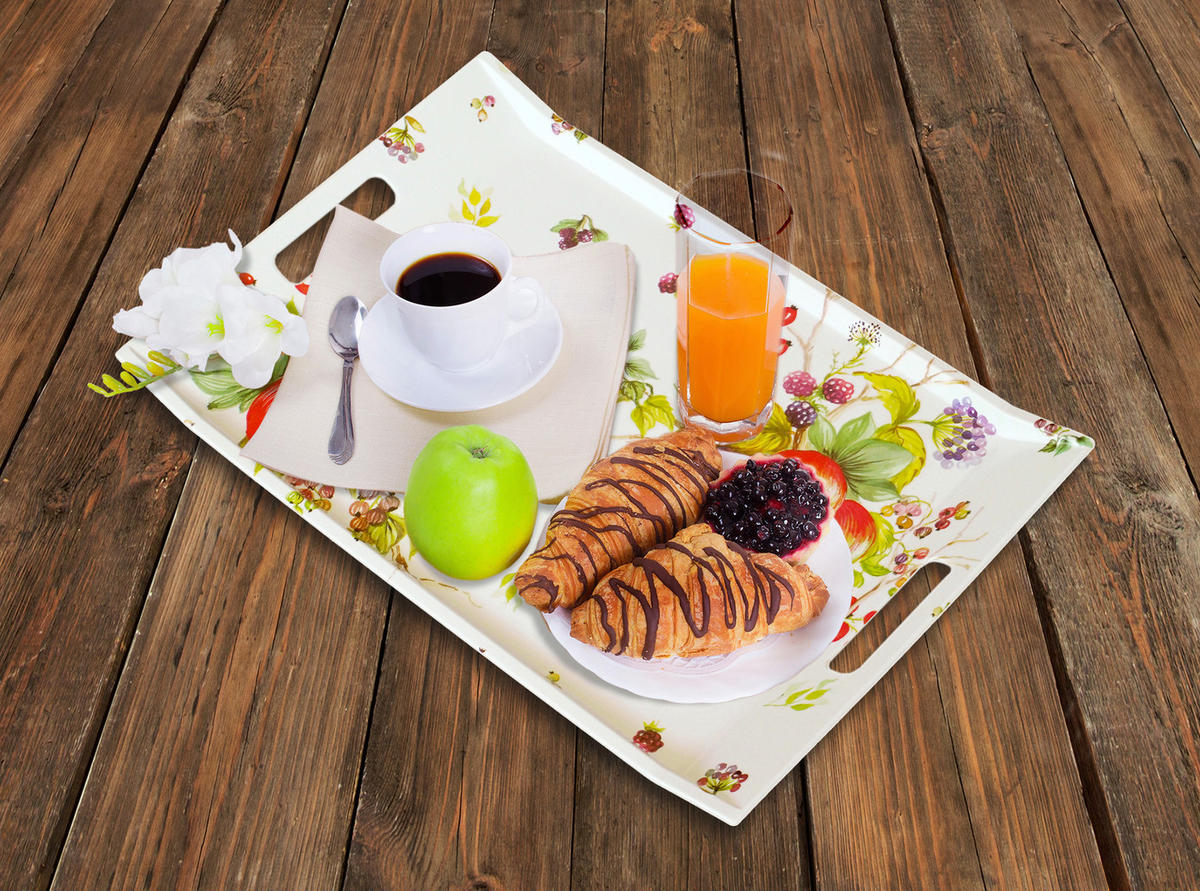 TABLETT Brombeeren, rechteckige Serviertablett mit Griff 47x31 cm - Brombeere, Kunststoff (31/3/47cm) - Lashuma