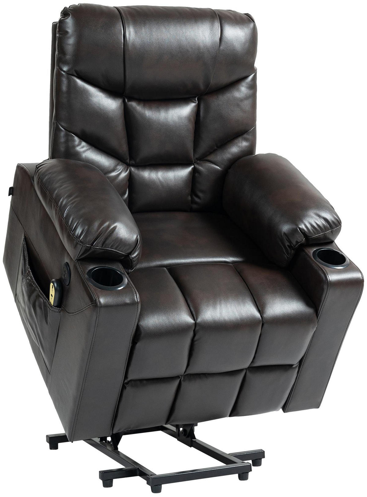 SESSEL Lederlook braun - Schwarz/Braun, Textil/Metall (84/104/95cm) - CLP