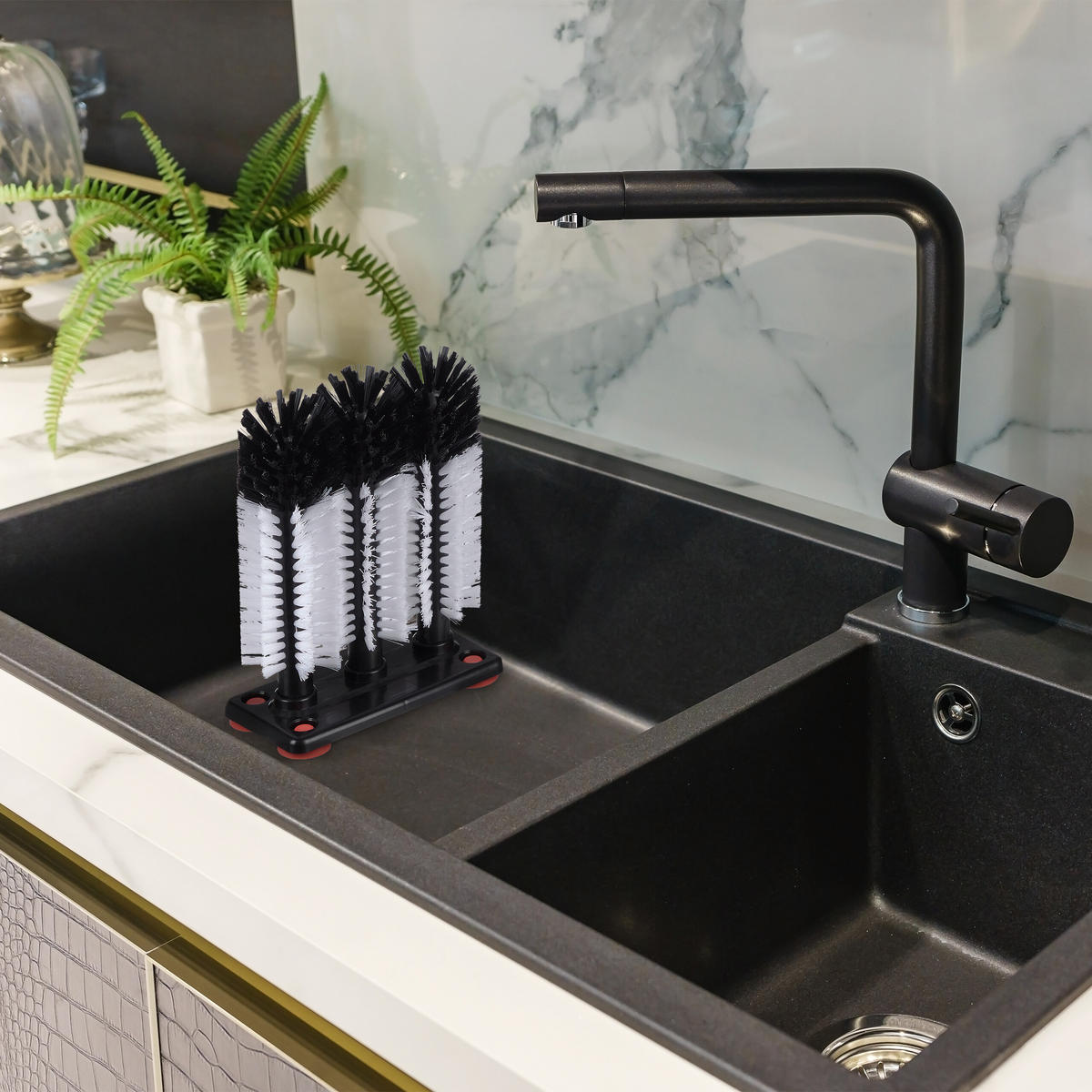 GLÄSERSPÜLBÜRSTE - Multicolor, Kunststoff (18.5/22/10cm) - Relaxdays