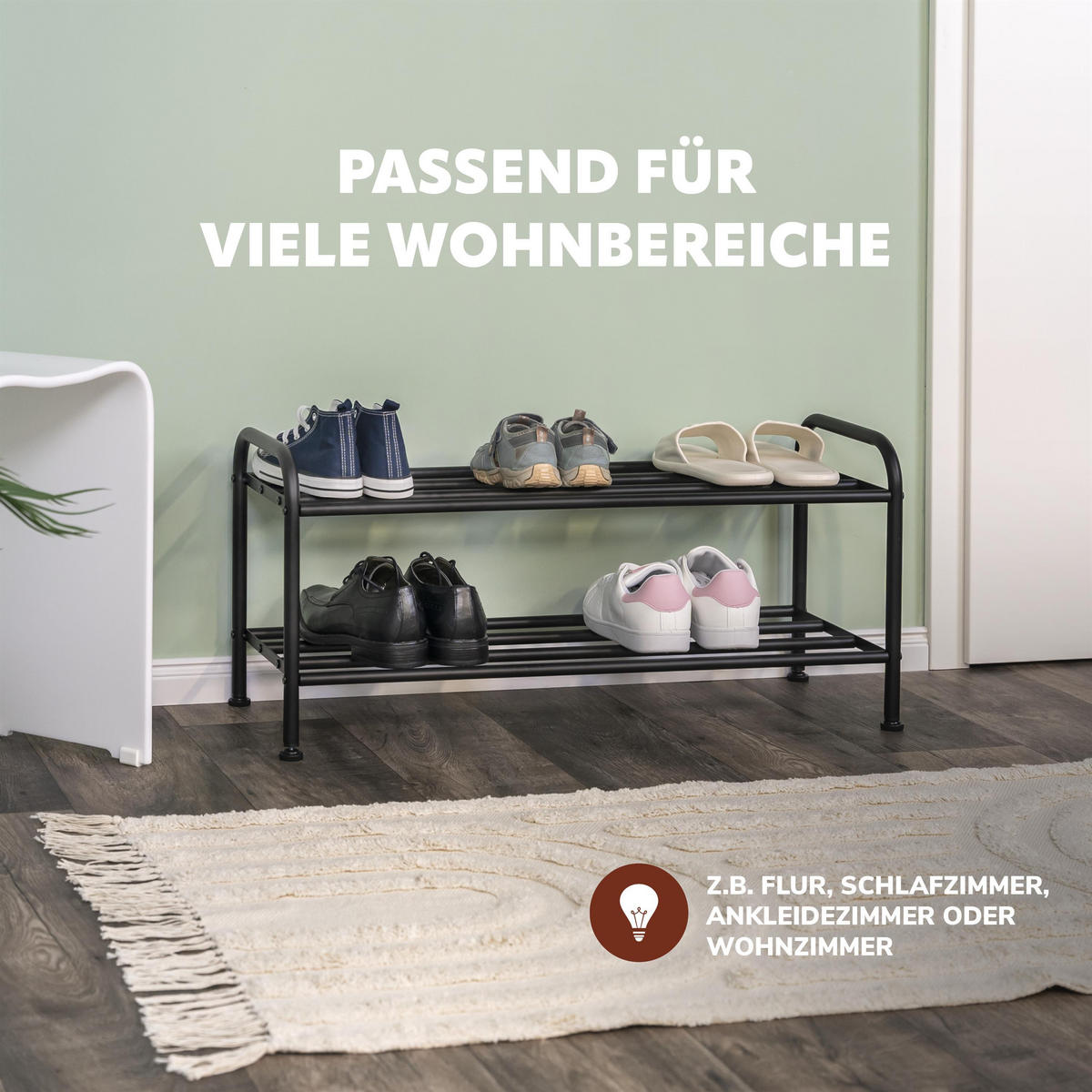 SCHUHREGAL, schwarz - Schwarz, Metall (79.5/36/31cm) - eluno