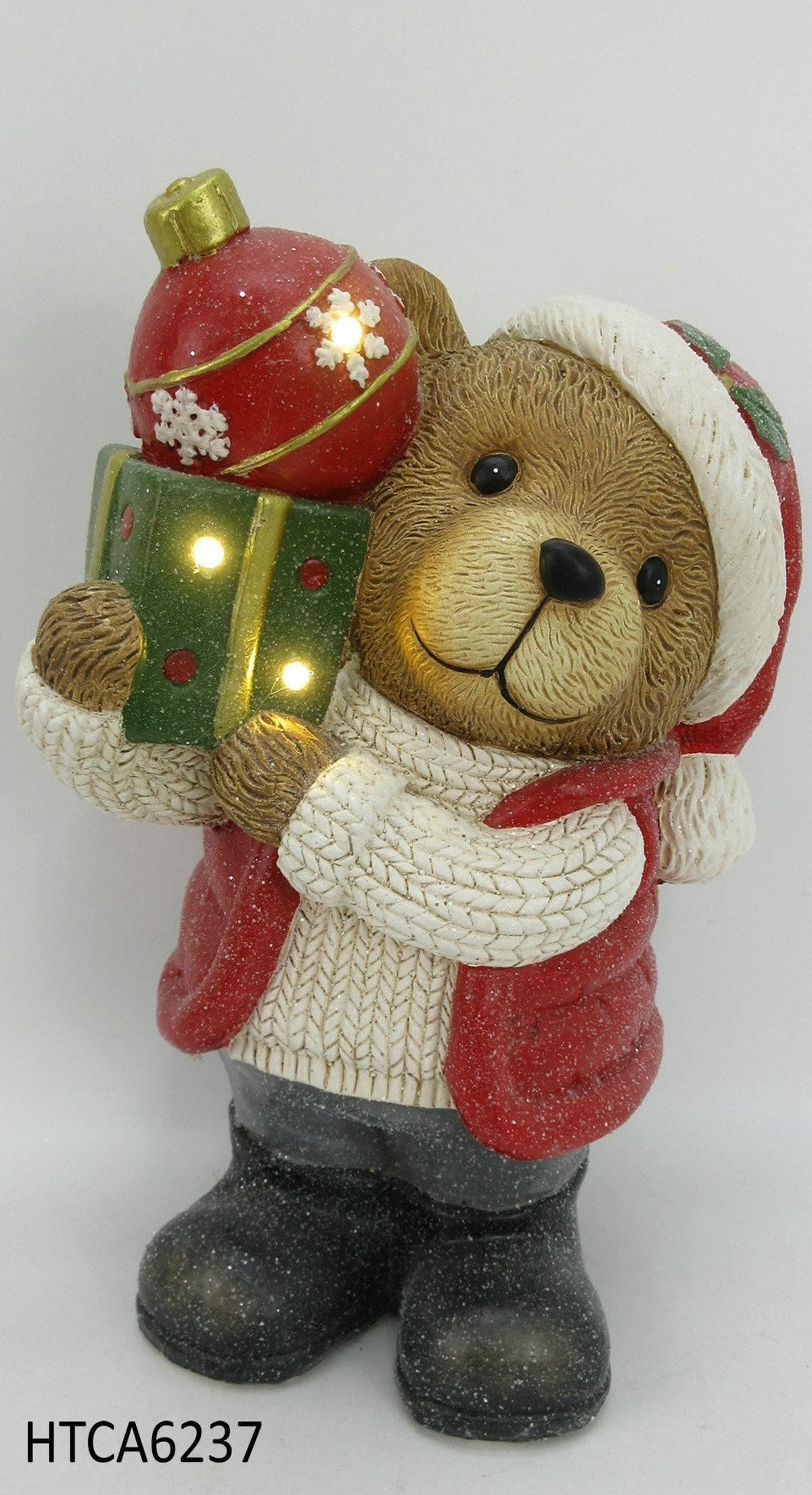 LED-FIGUR Santa Lila Mehrfarbig - Rot, Keramik (20/43/26cm) - Mondex