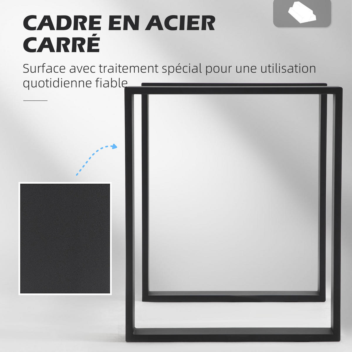 TISCHBEINE DE-18147 rechteckig, 72 cm hoch Schwarz - Schwarz, Metall (8/72/60cm) - ComfortXL