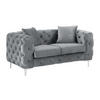 CHESTERFIELD-SOFA 2-Sitzer - Samt - Anthrazit - EDWINA - Anthrazit, Textil (91/76/162cm) - Vente-Unique