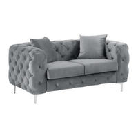 CHESTERFIELD-SOFA 2-Sitzer - Samt - Anthrazit - EDWINA - Anthrazit, Textil (91/76/162cm) - Vente-Unique