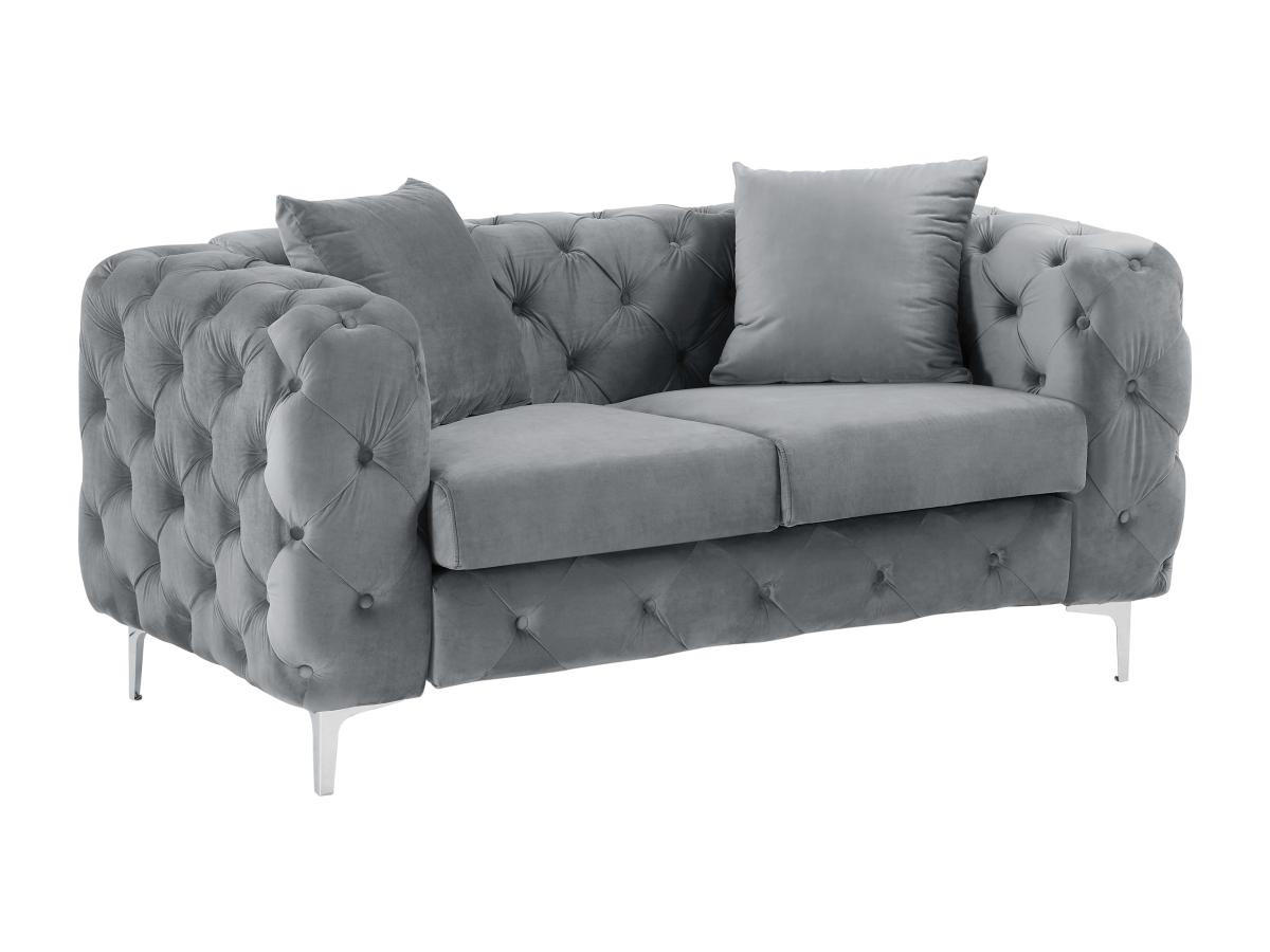 CHESTERFIELD-SOFA 2-Sitzer - Samt - Anthrazit - EDWINA - Anthrazit, Textil (91/76/162cm) - Vente-Unique