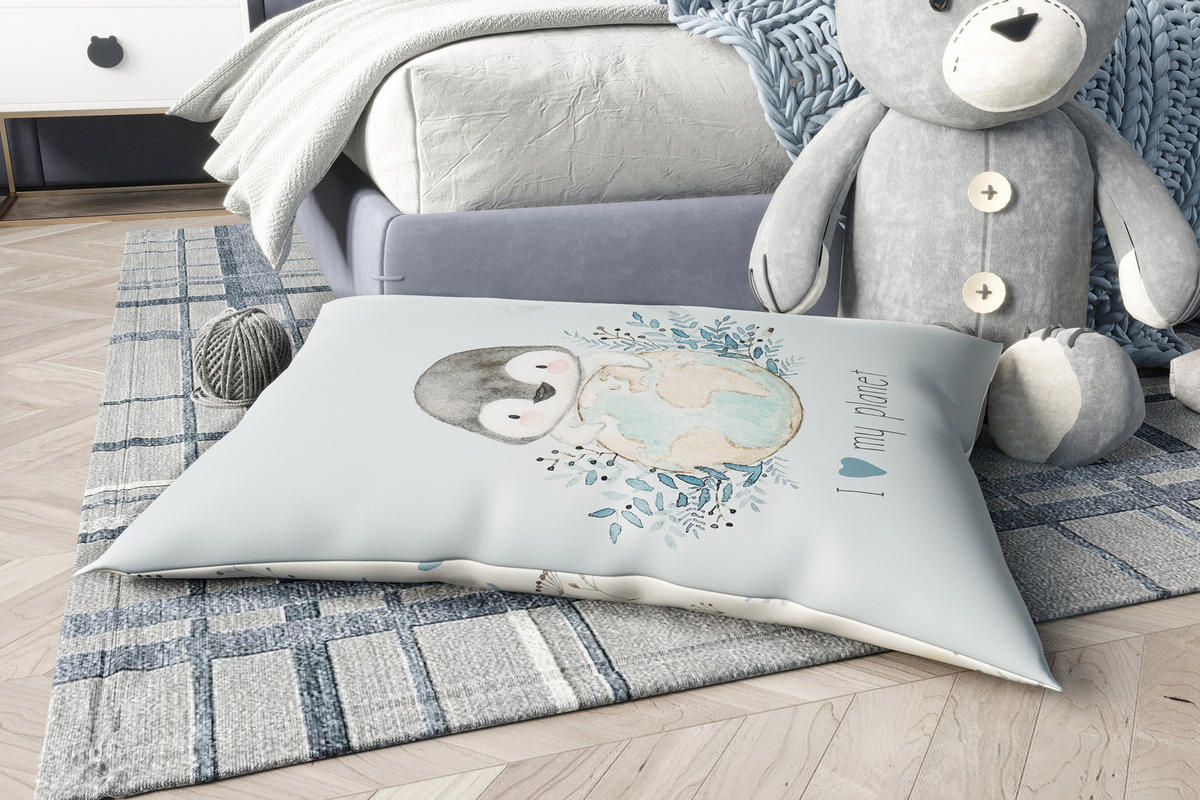 KINDER-SITZSACK - Pinguin - Pastellblau/Weiß, Textil (100/25/135cm) - Green Bean