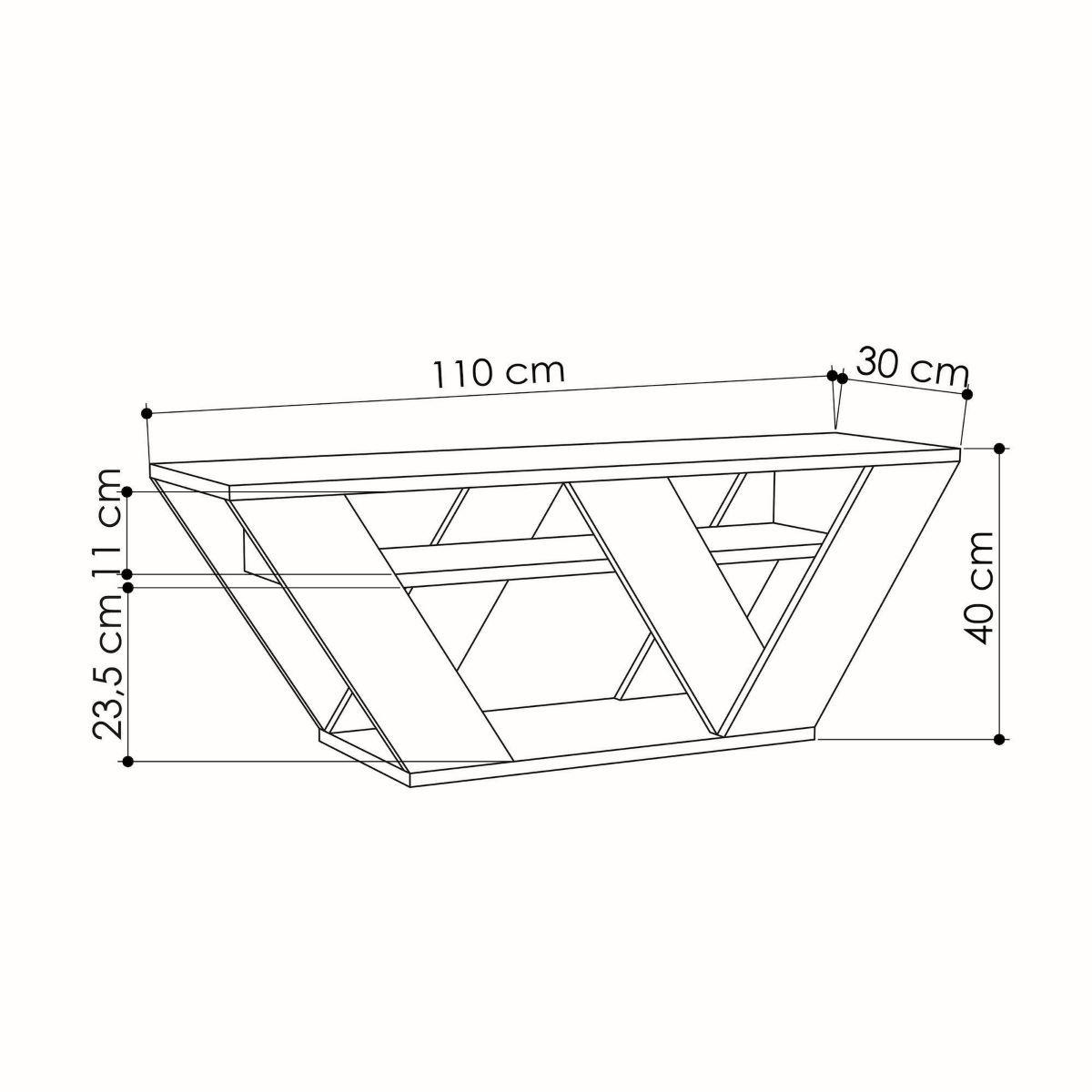 TV-MÖBEL 3 Regale L110 cm - Pipralla - Eichefarben, Holzwerkstoff (30/40/110cm) - Calicosy