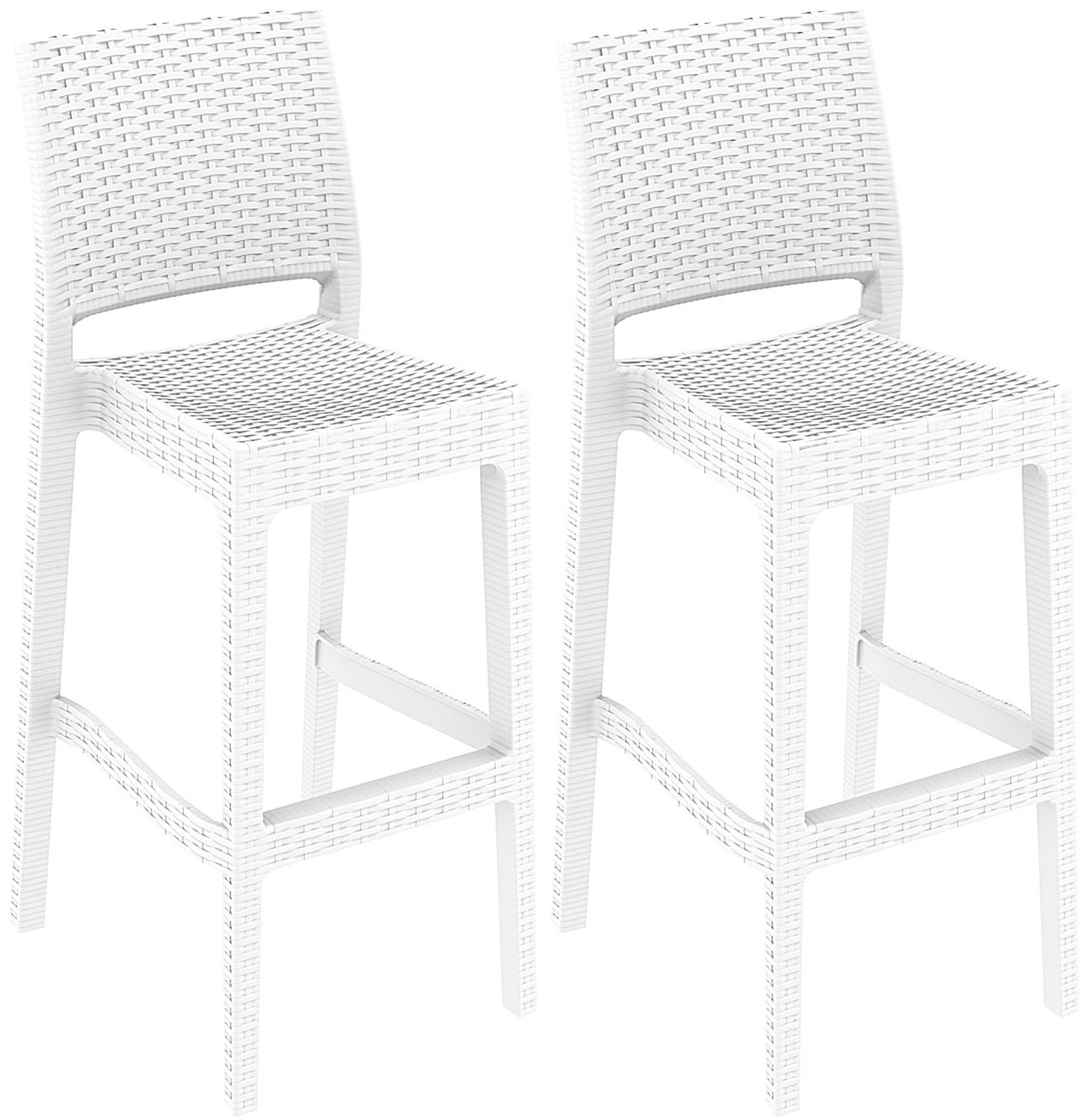 BARHOCKER 2er Set Kunststoff weiß - Weiß/Grau, Kunststoff (40/108/51cm) - CLP