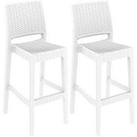 BARHOCKER 2er Set Kunststoff weiß - Weiß/Grau, Kunststoff (40/108/51cm) - CLP