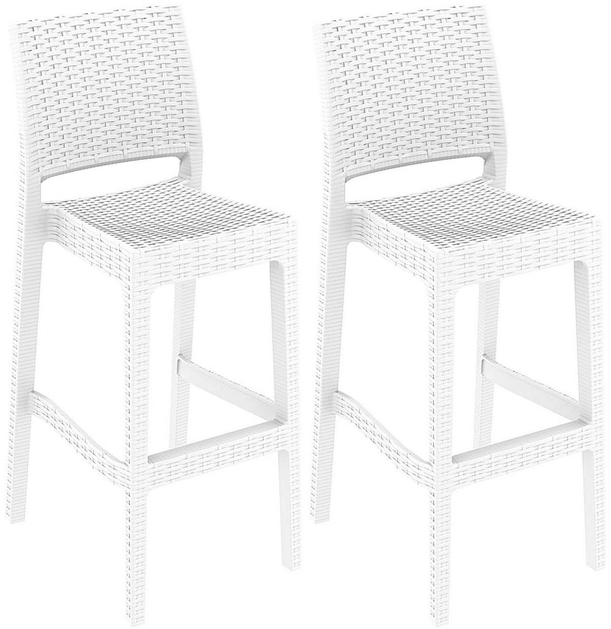 BARHOCKER 2er Set Kunststoff weiß - Weiß/Grau, Kunststoff (40/108/51cm) - CLP