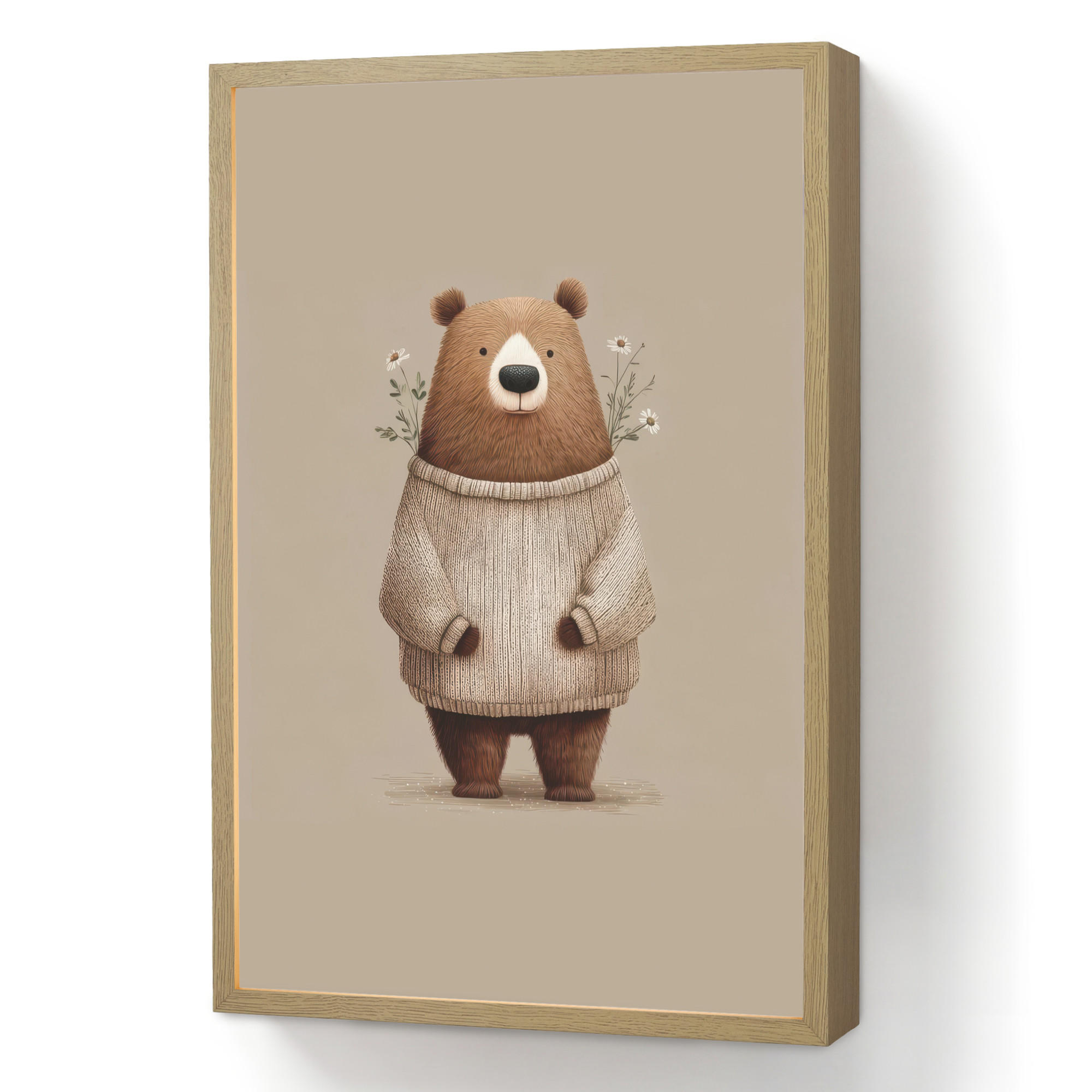 OnlyWow DOBÍJECÍ NOČNÍ LAMPIČKA Medvěd - Bílé květy - Cosy 40x60 cm