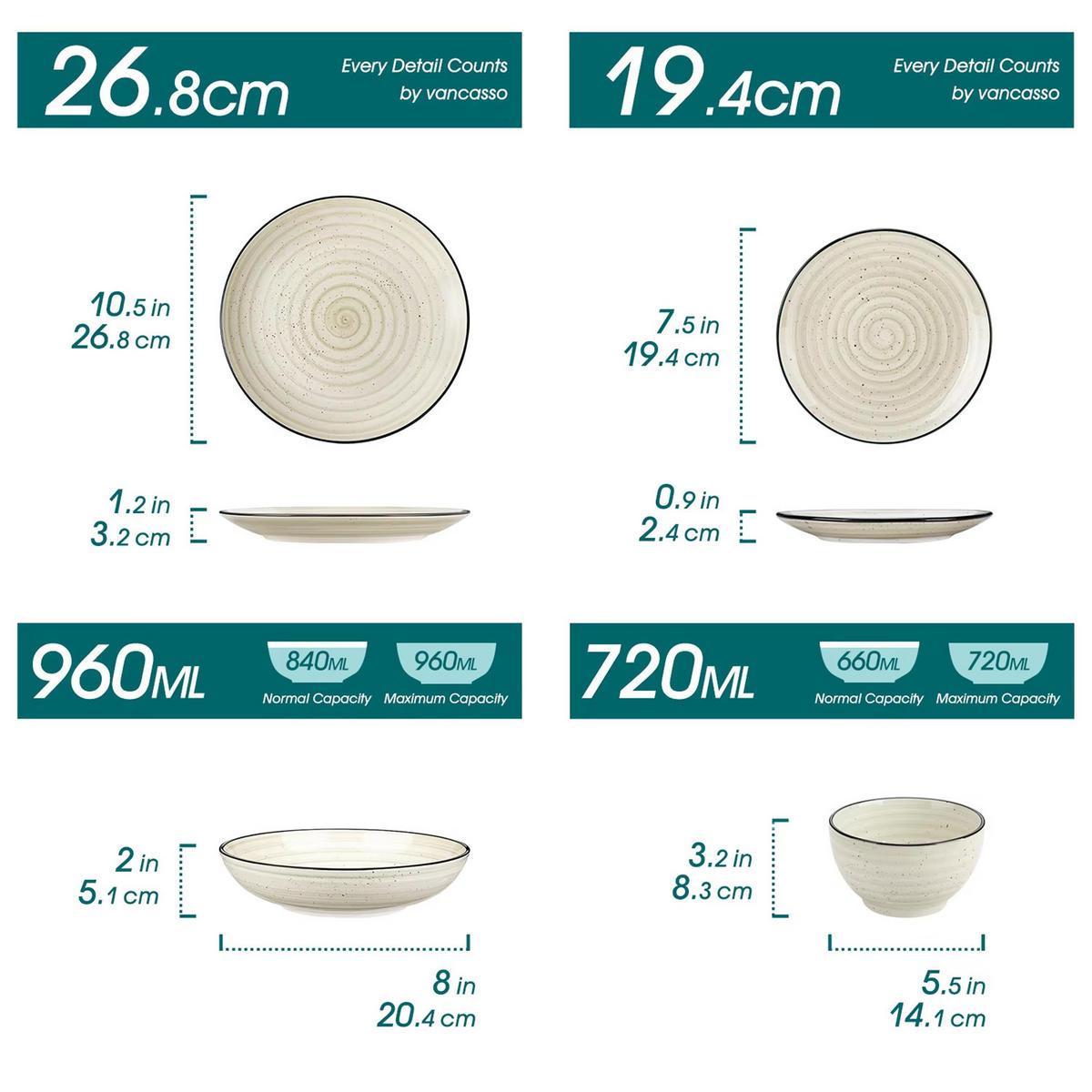 KOMBISERVICE 24-teilig aus Steinzeug, Beige, Geschirrset für 6 Personen - Beige, Keramik (26.8/3.2/26.8cm) - Kaket