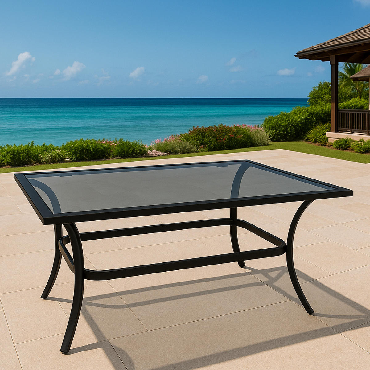 BEISTELLTISCH Ashford - Gestell aus Alu und Stahl, schwarz, Tischplatte Glas grau 61x102x48 cm - Schwarz, Metall (102/61/48cm) - TPFGarden