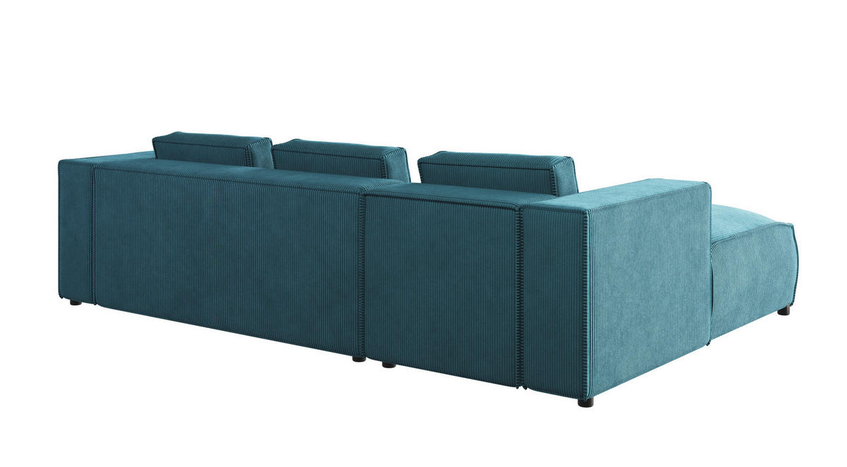 ECKSOFA Nova Türkis Cord - Türkis/Schwarz, Holz/Kunststoff (262/176cm) - S-Style Möbel