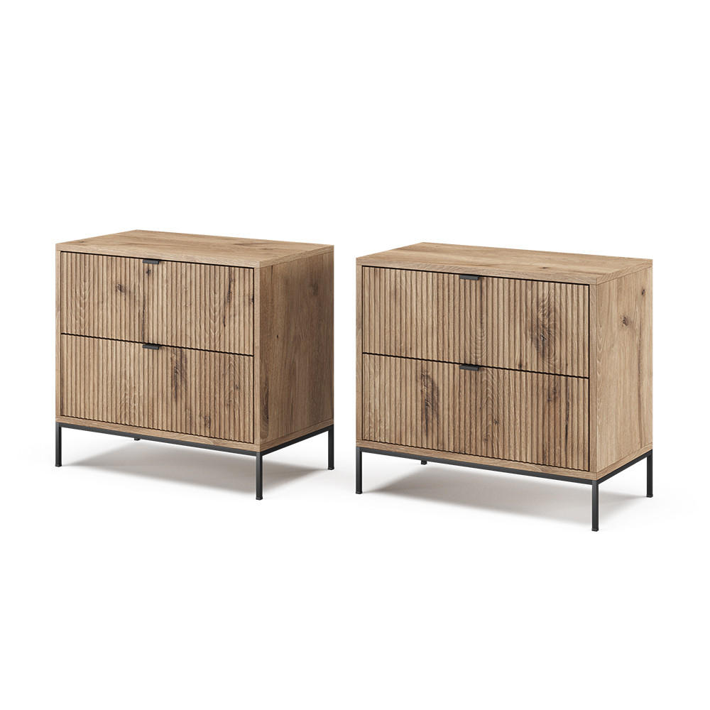 NACHTTISCHE Eliza Viking Oak 2er Set - Eiche Wotan, Holzwerkstoff (66/60/36cm) - Vicco