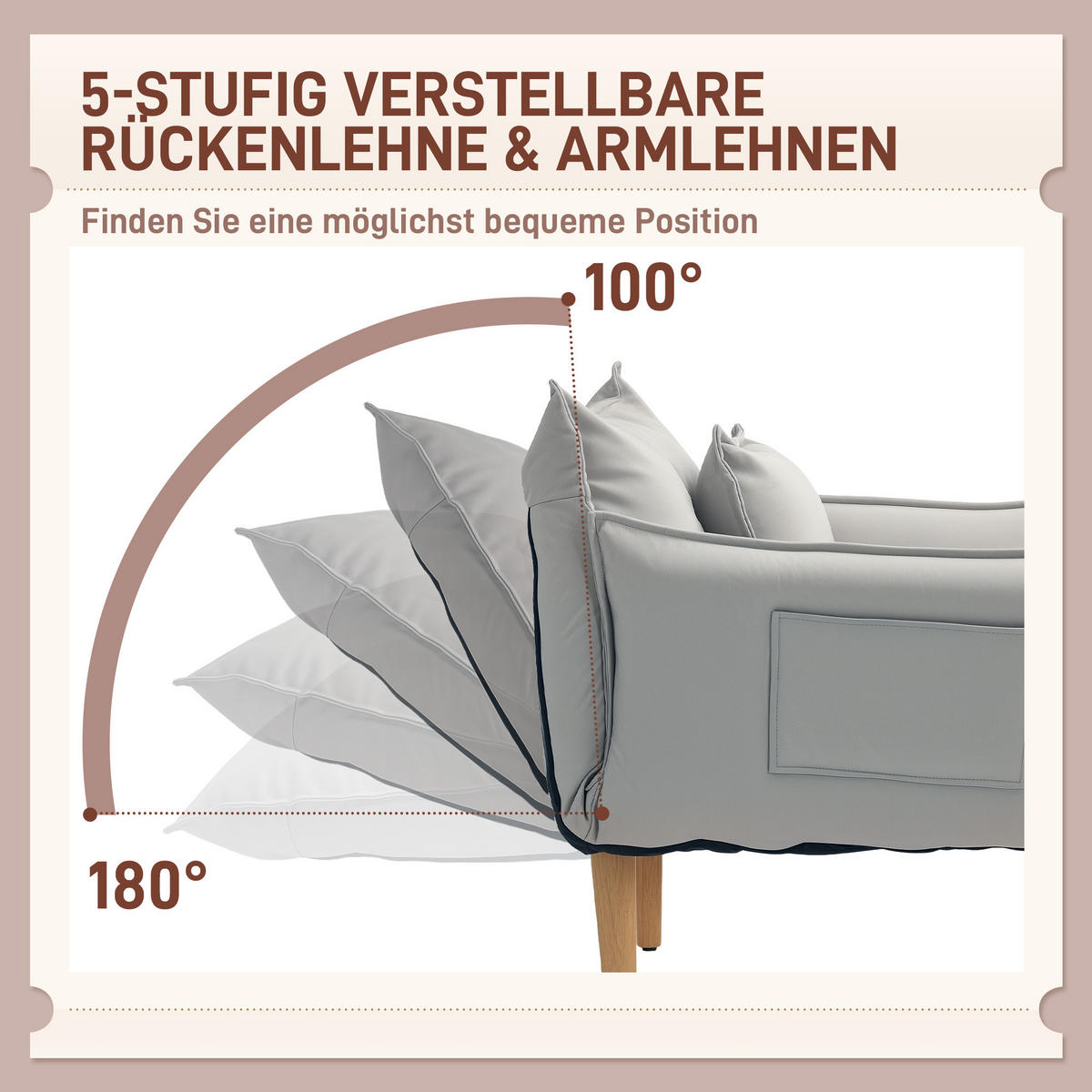 SESSEL 2-in-1, mit Kissen, Hellgrau - Hellgrau, Textil (75/78/68cm) - HOMCOM
