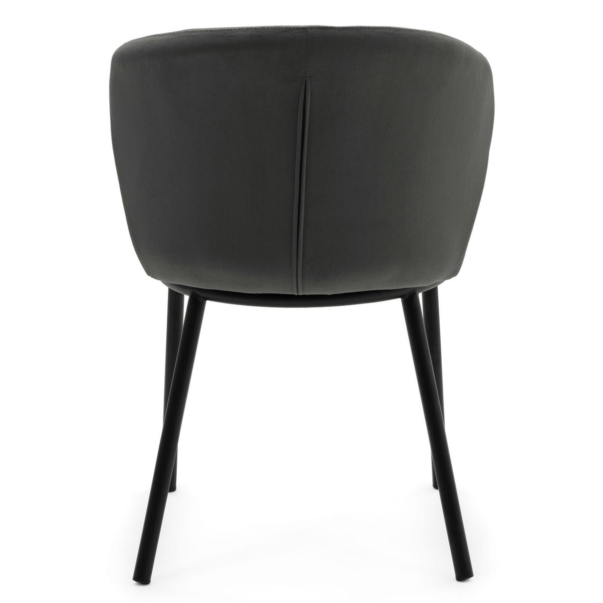STUHL BARI gepolsterter mit Steppung - grau - Samt Velour - Schwarz/Grau, Textil/Metall (54/81/57cm) - NEW HOME
