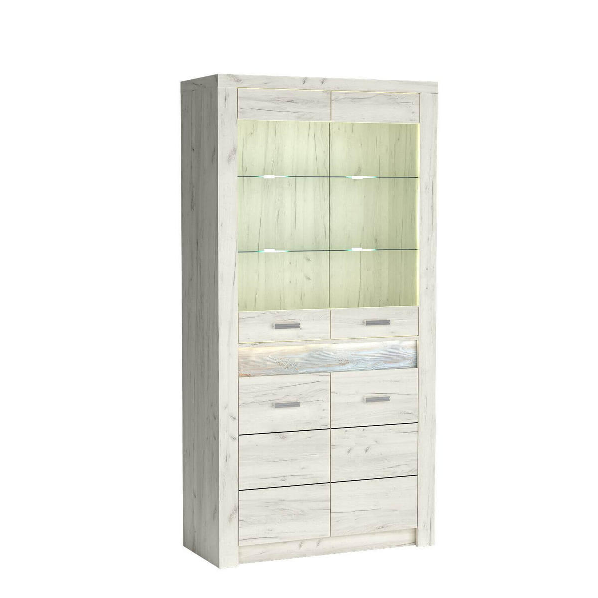 VITRINE Indianapolis I-3 96 x 192 x 42 cm Kraft Weiß - Weiß, Holzwerkstoff/Metall (96/192/42cm) - Koseto