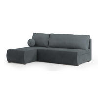 ECKSOFA PARVELO Grau Plüsch-Stoff mit Schlaffunktion - Grau, Holz (200/143cm) - MASSENO