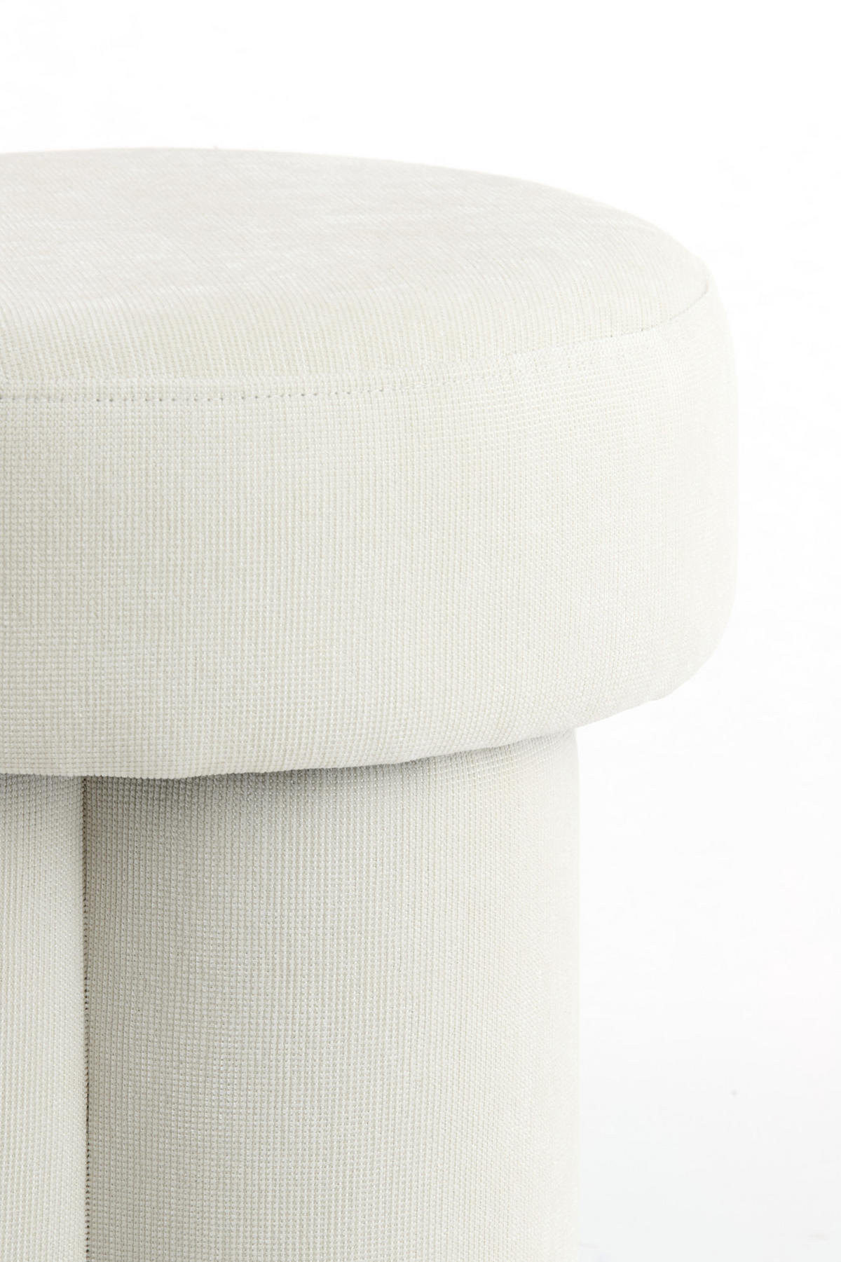 SITZPOUF Curtea Weiß Ø42/43 cm - Weiß, Holz (42/43/42cm) - Light & Living