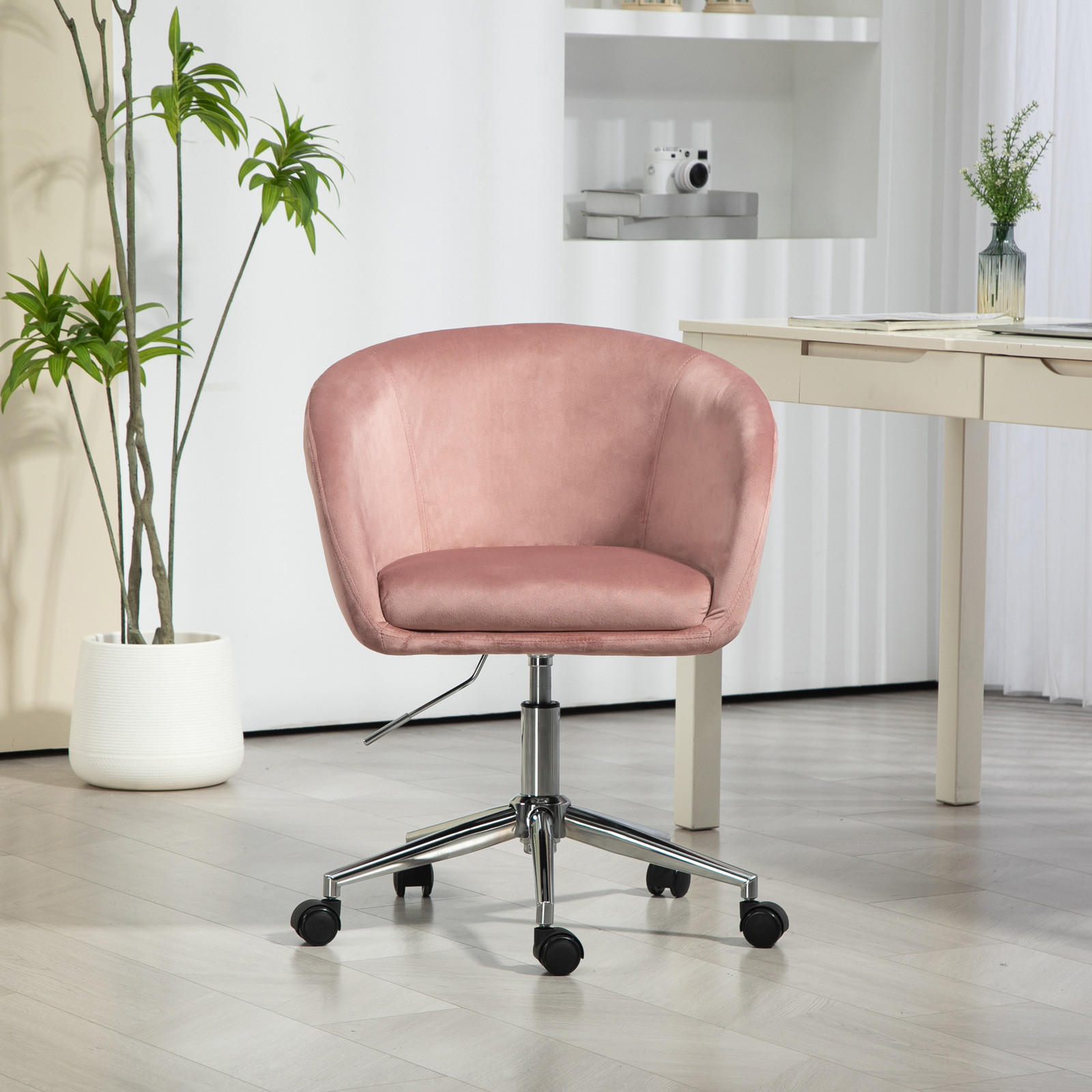 SCHREIBTISCHSTUHL LOUISA Rosa - Silberfarben/Rosa, Textil/Metall (56/88/56cm) - SVITA