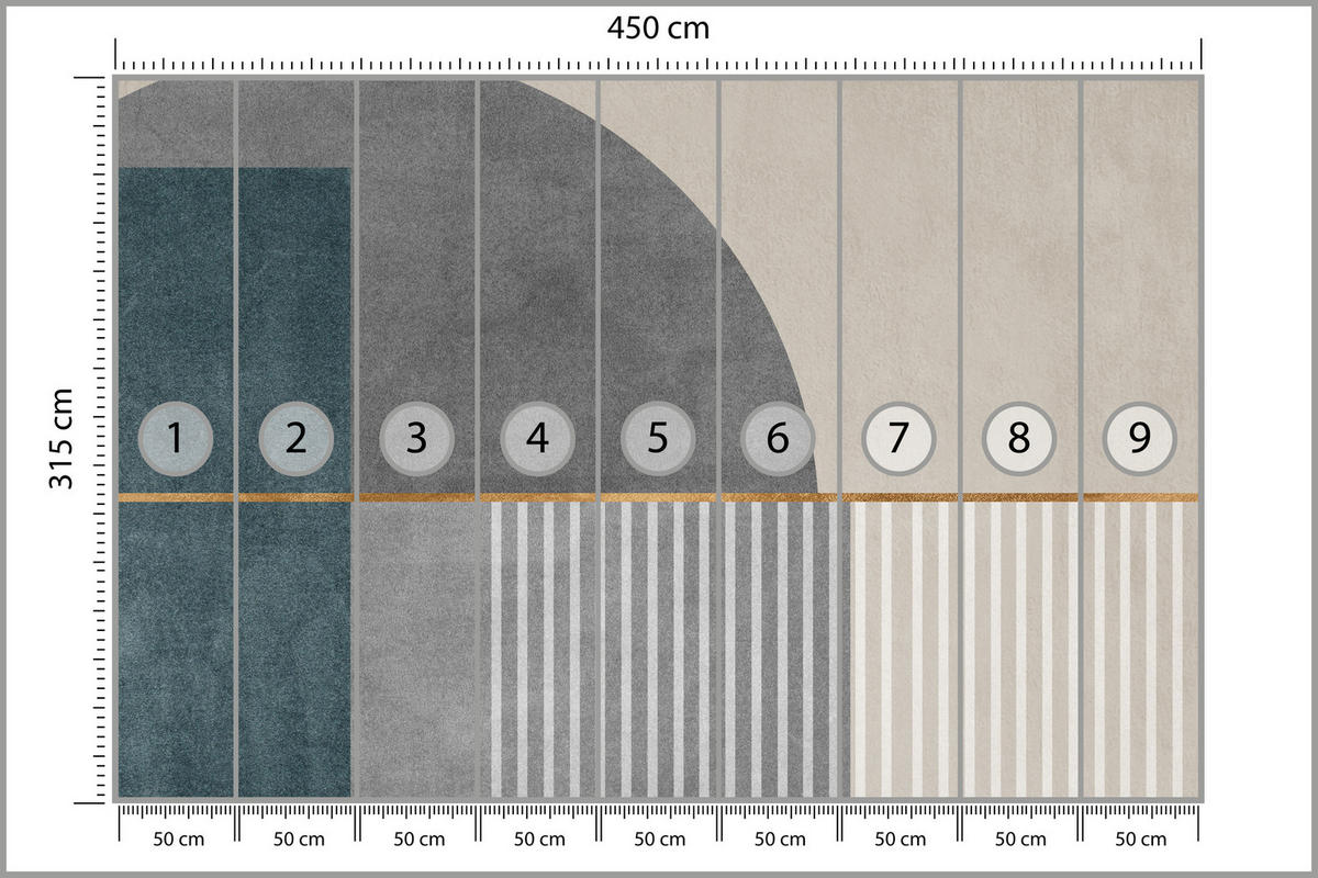 FOTOTAPETE für Wohnzimmer Formen Modernes Geometrisches Muster 450x315 - Beige/Braun, Papier (450/315cm) - Muralo