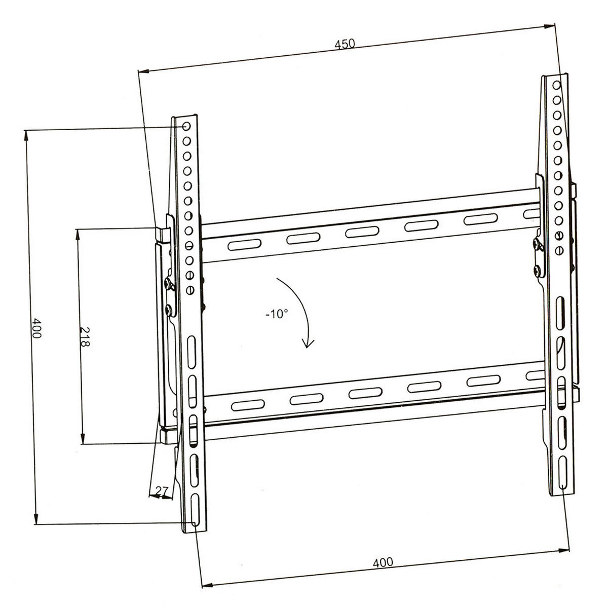 TV-WANDHALTERUNG, bis 100 kg,schwarz - Schwarz, Metall (40/2.5/45cm) - tectake