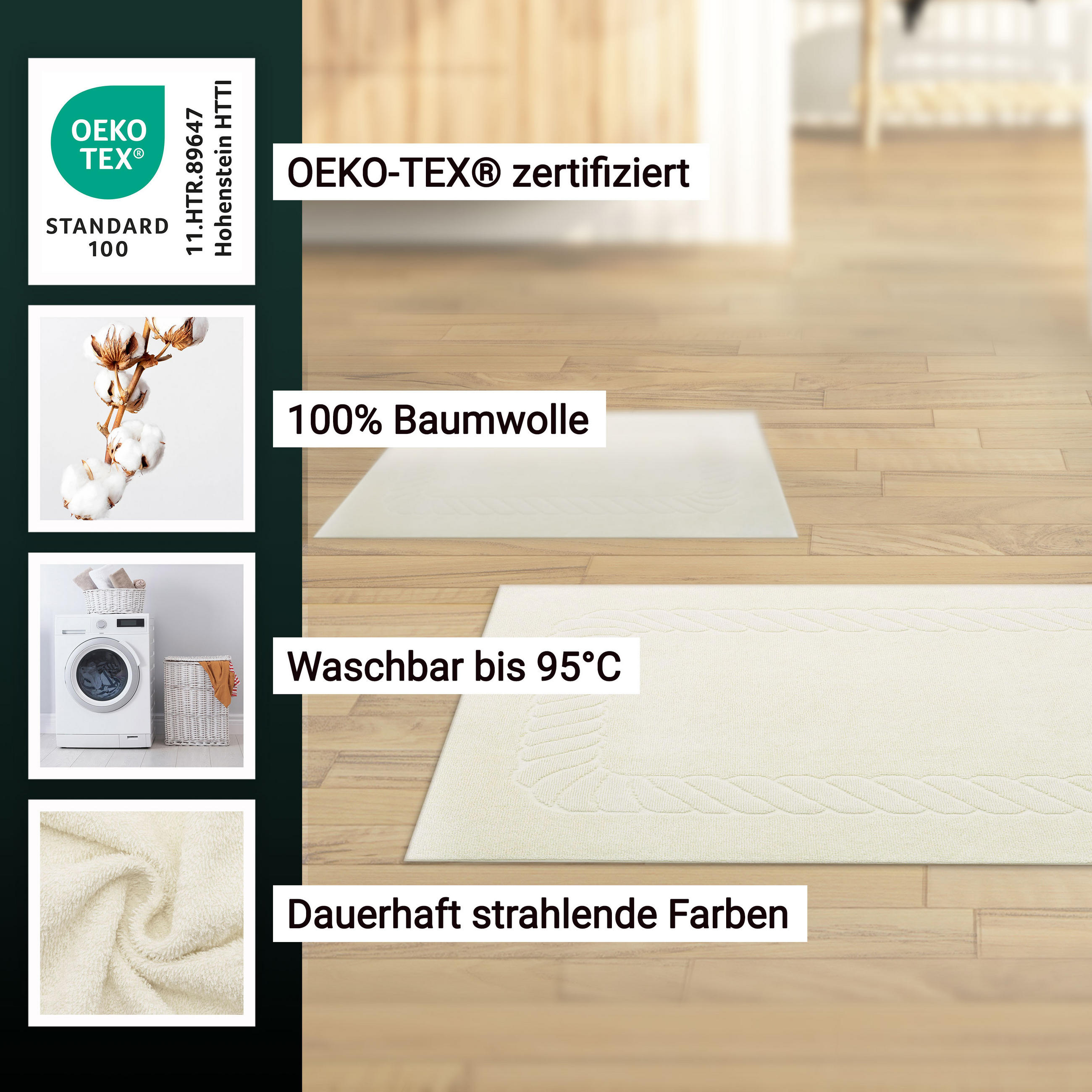 BADEMATTE, 2er-Set, 50x70 cm, 100% Baumwolle, Braun - Creme, Textil (50/70cm) - Zollner