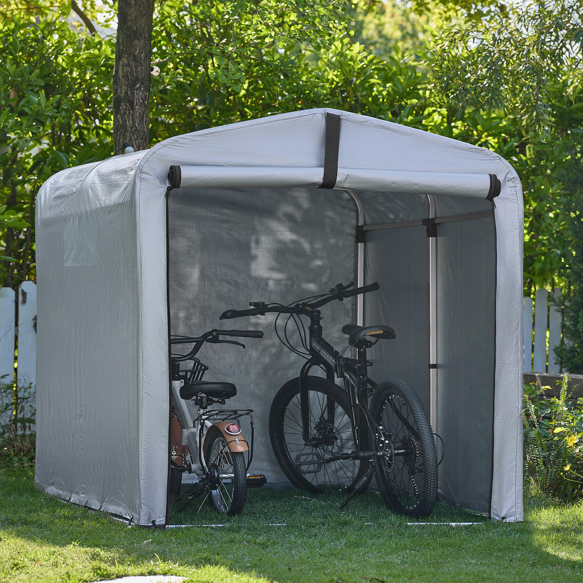 ABDECKPLANE für Fahrradgarage/Geräteschuppen, Wetterfeste, 159x219x165cm - Silberfarben, Kunststoff (159/165/219cm) - SoBuy