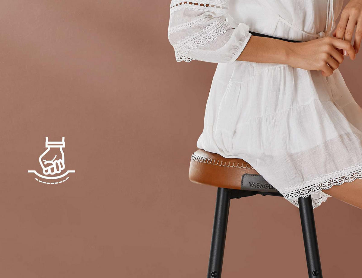 BARHOCKER Metall Kunstleder Braun Schwarz 2er Set 76,2x51,6x33 cm - Schwarz/Braun, Holzwerkstoff/Textil (33/76/33cm) - Begryf