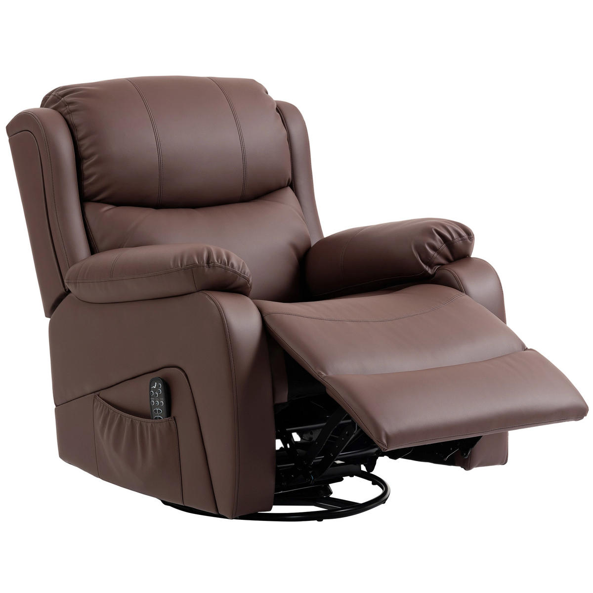 MASSAGESESSEL,8 Massagepunkte Heizung Fußstütze,braun - Braun, Leder (85/100/97cm) - Vallsero