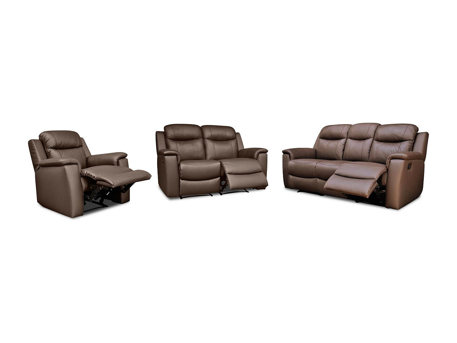 COUCHGARNITUR mit Sessel - 6 Personen - Leder - Braun - EVASION - Braun, Leder (205/100/96cm) - Vente-Unique