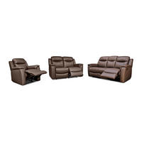 COUCHGARNITUR mit Sessel - 6 Personen - Leder - Braun - EVASION - Braun, Leder (205/100/96cm) - Vente-Unique