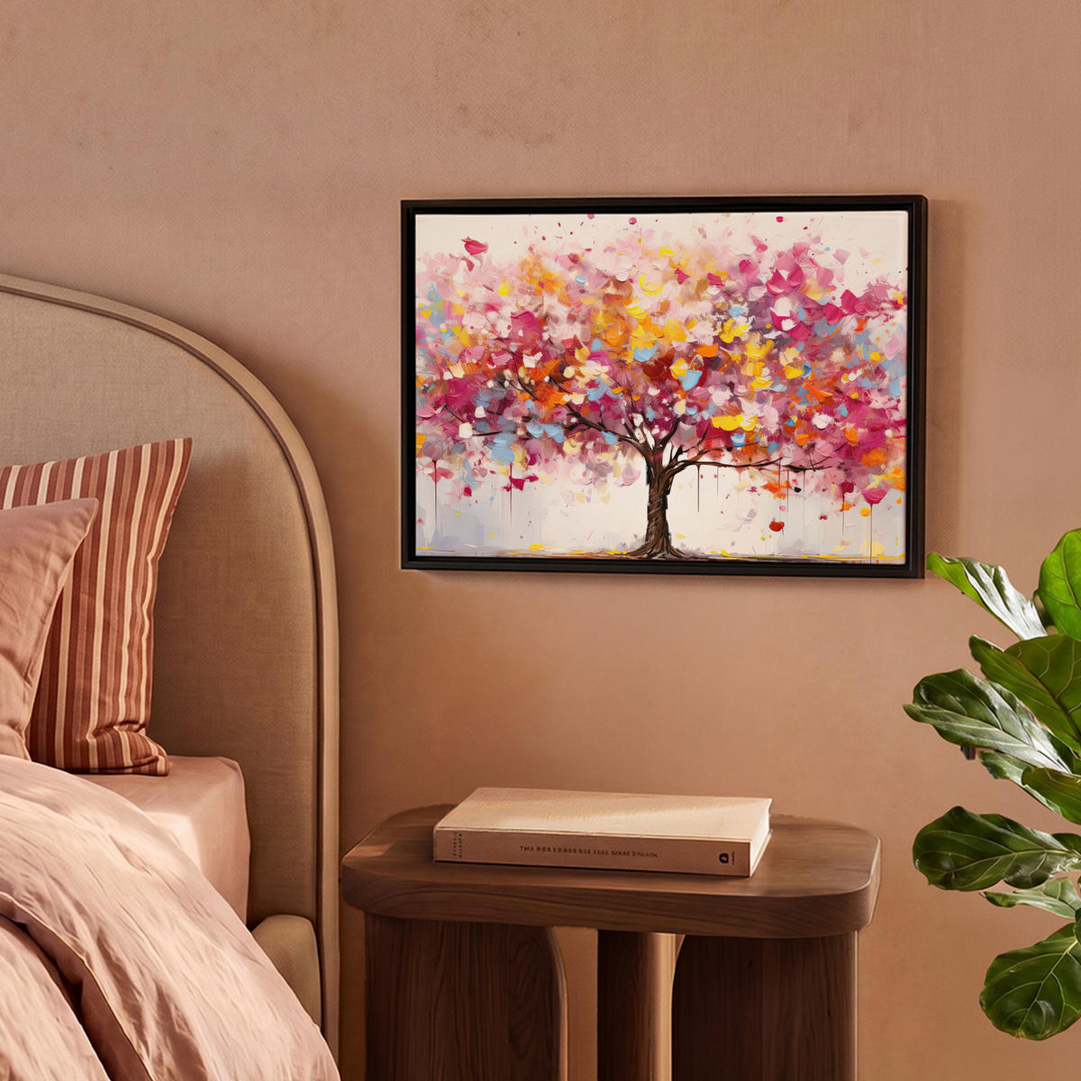 LEINWAND Bilder mit Rahmen - Aquarell - Baum - Kunst - Abstrakt - 40x30 - Multicolor, Textil (40/30cm) - MuchoWow
