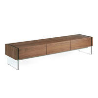 TV-ELEMENT Glas Walnuss 188/45/39 cm - Transparent/Walnussfarben, Glas/Holz (188/39/45cm) - ANGEL CERDA
